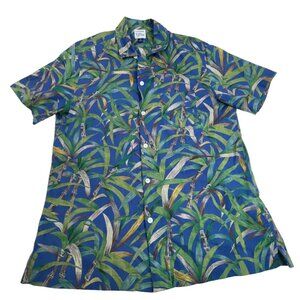 J.Crew Men's Blue Short Sleeve Button-Up Shirt With Tropical Print Sz M